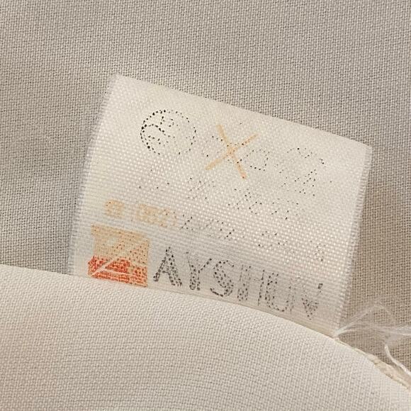 Vintage White Ruffled Embroidered Pink & Green Flowers Sheer Button Down (S) - Picture 9 of 10